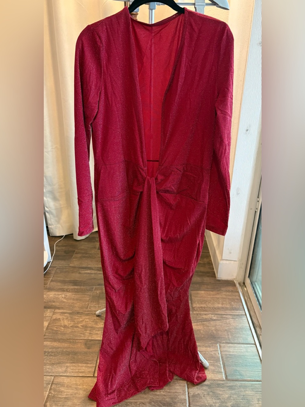 Women’s Sparkle Burgundy Ruched Front Dress sz XXL